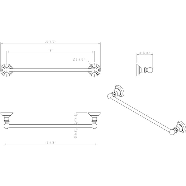 Fairview Satin Nickel 18 Single Towel Bar - Contractor Packed 2PK